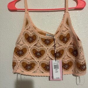 Avec Les Filles heart patterned crochet crop top, size XS